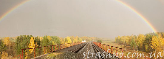 радуга над железнодорожным мостом