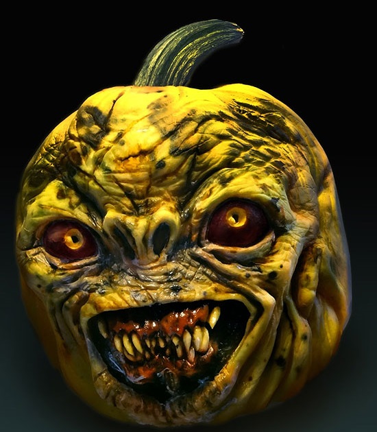 страшная рожа из тыквы на Хэллоуин