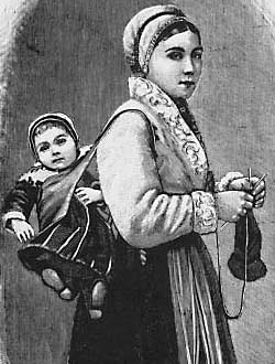 Горожанка 19-го века с ребенком