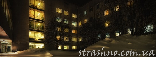 больница зима ночь
