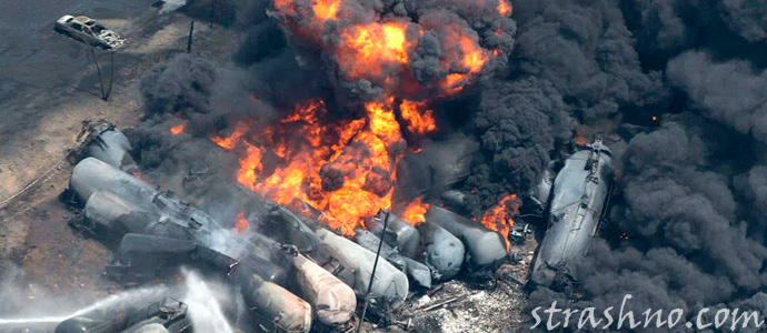 авария грузового поезда в Лак-Мегантик
