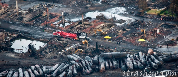 сгоревший центр города Лак-Меганти