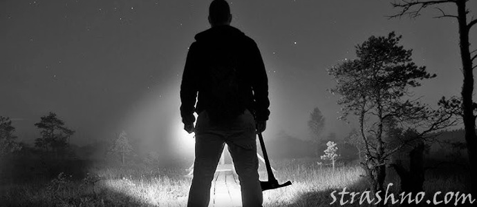 страшный маньяк в лесу