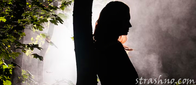 женский силуэт в тумане