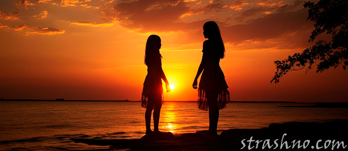 девушки на закате